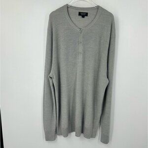 Nordstrom Merino Wool Mens Sweater Quarter Button Gray XL Soft Knit | D1991